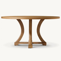 Table à manger moderne de luxe avec plateau en marbre rond, base en bois massif arqué, pour 6 personnes, meubles pour la maison et les restaurants