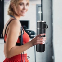 Botella de Viaje Personalizada para Café, Té y Agua, de Acero Inoxidable 304, 500 ml, Termo con 3 Tapas, para Bebidas Frías y Calientes, Portátil, Set de Regalo