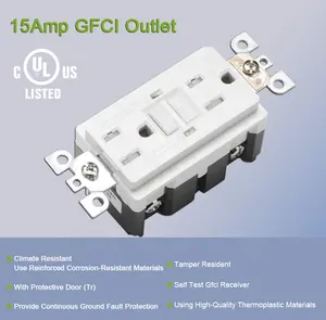 Way Electric Wholesale Good Price GFCI Electrical Wall Outlet 15 Amp Tamper Gfci Resistant Gfci Receptacle