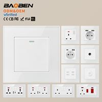 BAOBEN Interrupteur mural et prise multifonctionnels en verre trempé blanc 13A, norme britannique, européenne et américaine, USB Type-C