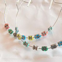 1 paire d'attaches dentaires temporaires colorées avec fils métalliques et attaches de ligature orthodontique, décorations dentaires
