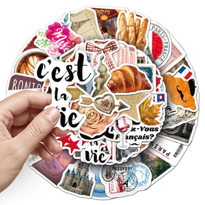 50 autocollants rétro <span class=keywords><strong>sur</strong></span> le thème de <span class=keywords><strong>Paris</strong></span>, autocollants esthétiques en vinyle de la Tour Eiffel pour valise, carnet, bouteille d'eau - Product Image 6