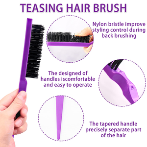 Spazzare il pettine delle basette, pettine e spazzola per il controllo del bordo dei capelli a doppia faccia, pettine a coda di topo con perno e Set di spazzole per bordi con fermaglio per capelli - Product Image 3