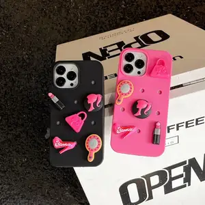 Wholesale Unique Young Girls Mobile Covers Funny Diy Hole Crocks Phone Case With Barbie Charms Phone Case For Iphone 14 Pro Max