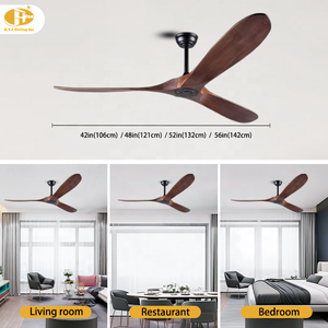 Fabrika doğrudan 42 inç avrupa tarzı katı ahşap tavan vantilatörü LED ışık 3 bıçakları DC Motor frekans dönüşüm uzaktan kumanda - Product Image 3