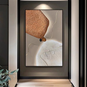 Modern Abstract Oil Painting Handmade Vertical Textured Art For Living Room Entrance Hall Decor Black <b>Frame</b> Rectangle - Product Image 1