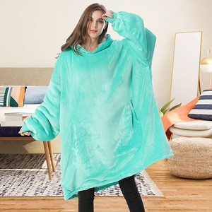Women's Oversized Sherpa Lined Woven Eco-Friendly Anti-Pilling <strong>Cosy</strong> Sweatshirt <strong>Hoodie</strong> Adult Hooded <strong>Blanket</strong> - Product Image 1
