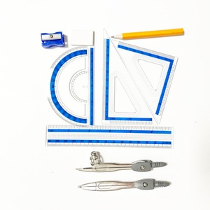 9pcs Maths Set with <b>Storage</b> Tin, Math Geometry Kit Set Student Supplies, Super Marshal Geometry Box with Zinc Alloy Compasses - Product Image 4