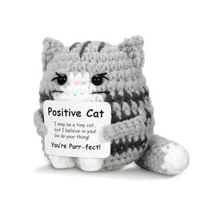 Gato <span class=keywords><strong>de</strong></span> ganchillo positivo Mini Animal Regalos <span class=keywords><strong>de</strong></span> apoyo emocional Muñeca <span class=keywords><strong>de</strong></span> punto hecha a mano inspiradora Regalos <span class=keywords><strong>de</strong></span> gatos <span class=keywords><strong>de</strong></span> ganchillo motivacionales - Product Image 1