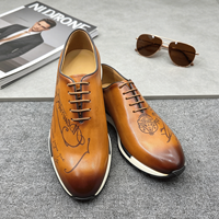 1 paire MOQ – Chaussures en cuir premium pour hommes, baskets à semelle épaisse, chaussures décontractées et habillées pour le bureau, confortables et élégantes.
