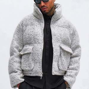 Chaqueta de Plumón Corta de Lana de Cordero, Diseño de Moda Personalizado, Chaqueta de Plumón con Cierre, Súper Cálida, de Alta Calidad para Exteriores - Product Image 1