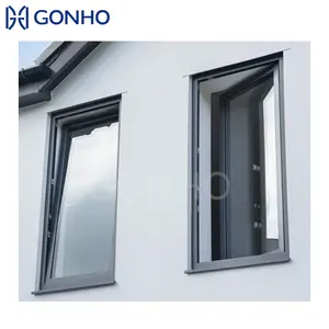 GONHO Cadre en aluminium traditionnel Stores intérieurs en verre à double trempe Verre en aluminium noir Tourner et Tuilt Operator Windows