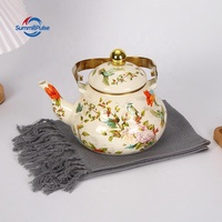 Bouilloire Classique Colorée en Acier Émaillé en Forme de Poire, Design Moderne, Écologique, 1,5 L, Base à Induction, Compatible Gaz et Induction Métallique