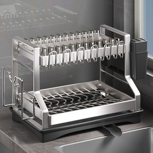 <span class=keywords><strong>Lener</strong></span> 304 Edelstahl Nicht-Klappbares Küchenregal Stehender Typ Multifunktionales Geschirr- und Schüssel-Aufbewahrungsregal mit Stäbchenhalter Modell - Product Image 3