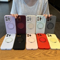 Meilleure coque de téléphone portable magnétique en silicone liquide véritable avec support rotatif à 360° pour iPhone 13 15 16 17 Pro Max avec emballage de vente au détail