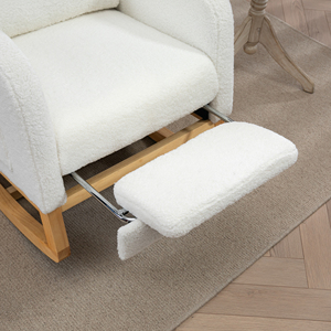 Fauteuils à bascule modulaires multifonctionnels pliables pour adultes et personnes âgées, salon, sherpa, meubles de maison modernes, dossier capitonné, pieds en bois - Product Image 4
