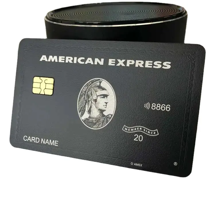 Kartu kredit logam dengan Chip Amex, kartu kredit logam hitam Laser disesuaikan Emv kosong Bank, Slot kartu kredit logam