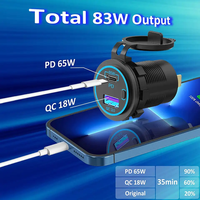 12V 24V 65W Type C PD QC3.0 Double prise chargeur USB pour ordinateur portable