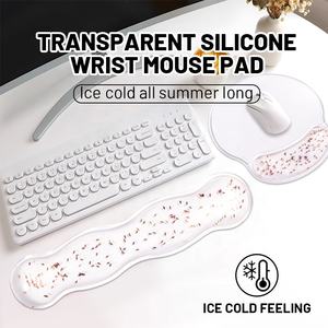 Tapis de <span class=keywords><strong>souris</strong></span> ergonomique en silicone transparent pour gamer avec repose-poignet et coussin anti-douleur pour ordinateur et <span class=keywords><strong>clavier</strong></span> - Product Image 2