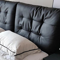 Tête de lit relevable COSTFULL personnalisable en cuir véritable noir, avec rangement, support en bois robuste, rembourrage, mobilier de chambre à coucher