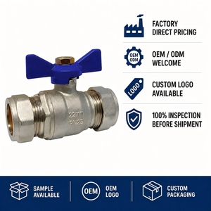 Robinet à bille de compression en laiton à poignée papillon bleue de 22 mm, à quart de tour, pour la chaleur centrale et l'alimentation en eau au Royaume-Uni - Product Image 5