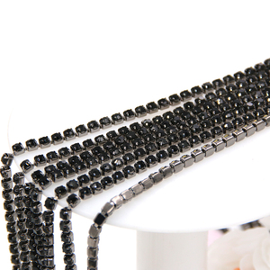 Cadena de copa de diamantes de imitación sueltos de <span class=keywords><strong>cristal</strong></span> negro metálico con garra plateada <span class=keywords><strong>9</strong></span> facetas Hot Fix-Calidad superior - Product Image 5