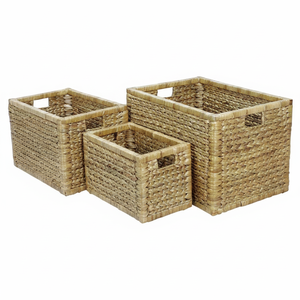 Panier de rangement économique en jacinthe d'eau tressée à la main, style vintage et écologique, pour chambre, salon et salle de bain - Product Image 1