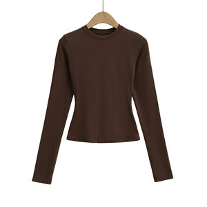 Camiseta Corta Elástica y Ajustada para <span class=keywords><strong>Mujer</strong></span> RUICHI, Camiseta Básica Sexy de <span class=keywords><strong>Manga</strong></span> Larga para Combinar con Todo - Product Image 2