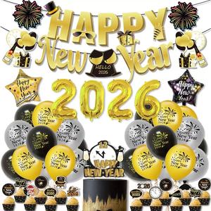 YouLun 2026 Décorations du Nouvel An, ballon en feuille métallisée, accessoires de photomaton scintillants, confettis, fournitures de fête pour le Nouvel An - Product Image 1