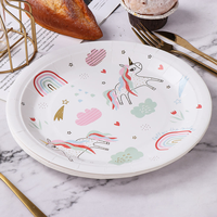 Assiettes en carton à imprimer soi-même pour enfants, thème Licorne Arc-en-ciel, décoration de fête d'anniversaire pour filles, activité créative