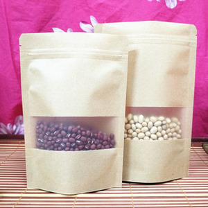 12*20 + 8cm nhiệt niêm phong Túi giấy Kraft với khóa zip đứng lên túi nhựa gói bao bì thực phẩm-cho kẹo Snack Bánh trà - Product Image 2