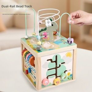 Giocattoli Montessori <span class=keywords><strong>per</strong></span> Neonati, Giochi Interattivi Sensoriali <span class=keywords><strong>per</strong></span> Bambini, Cubo di Attività in Legno Grande <span class=keywords><strong>per</strong></span> Ordinare e Impilare - Product Image 3