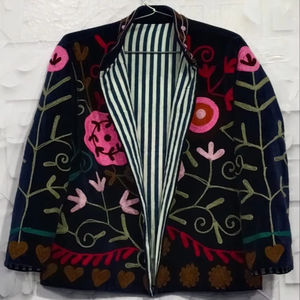 Atractiva Chaqueta Larga Suzani Bordada a Mano para Mujer, Estilo Bohemio, Gitano, Crewel, para Primavera, Festivales, Regalo Especial - Product Image 1