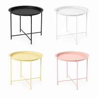 Table d'appoint ronde moderne en métal, table basse minimaliste avec plateau pour salon, chambre à coucher, table d'appoint de canapé