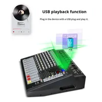 Amplificateur de mixage T-MX série 4 6 8 12 canaux avec lecteurs USB BT, haut-parleurs 8/10/12 pouces pour petites scènes, salles de réunion en extérieur, usage domestique