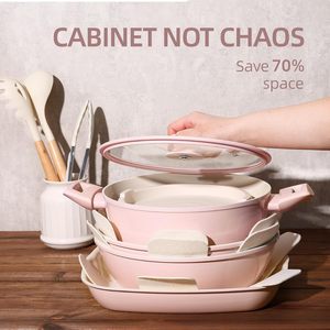 Compact Aluminum Nonstick Frying Pan and <strong>Saucepan</strong> <strong>Set</strong> with Removable Handle <strong>Induction</strong> Compatible Oven Safe - Product Image 3