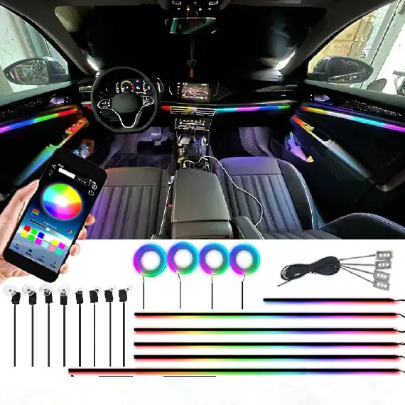 2023 nouveau 22 LED en 1 voiture acrylique LED lumière ambiante rêve couleur chasse voiture bande lumineuse décorative Led atmosphère lampe intérieure