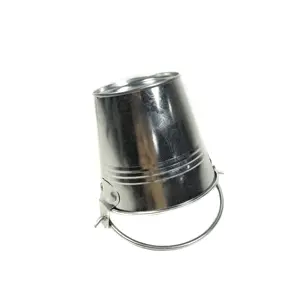 Minicubo de lata de Metal para Vela, cubo decorativo de juguete, pequeño, galvanizado con mango