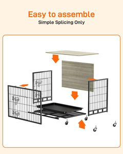 ห้องดีลักซ์ลังสุนัขทำจากพลาสติกสองประตูสำหรับงานหนักพร้อมล้อถาดแบบถอดได้ลายสัตว์ทำจากโลหะที่ทนทาน - Product Image 6