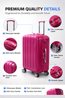Juego de Maletas Rígidas ABS de 3 Piezas Color Rosa Intenso, con Ruedas Giratorias, Directo de Fábrica, para Distribuidores, Proveedor de Logotipos Personalizados
