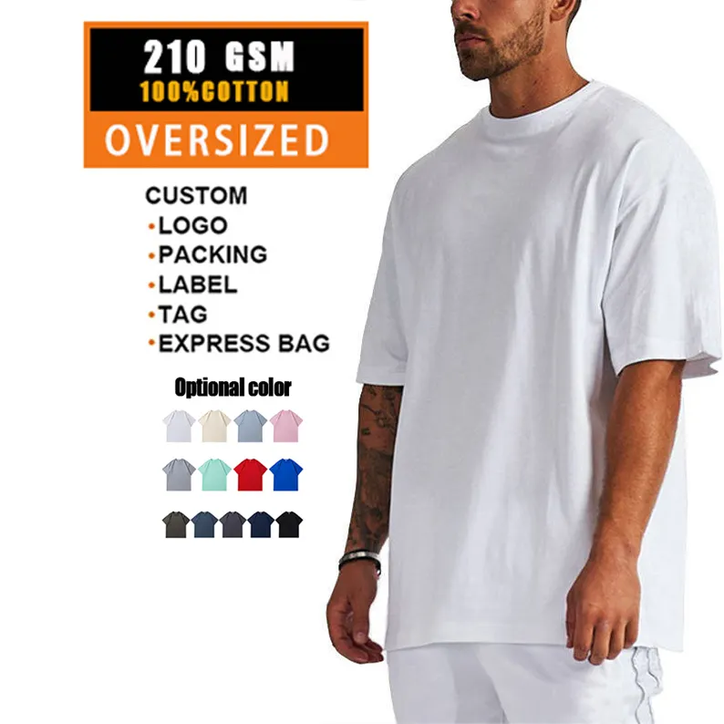 New elasticity man 100 cotton t shirt oversized crewneck sweatshirt blank drop shoulder tshirts