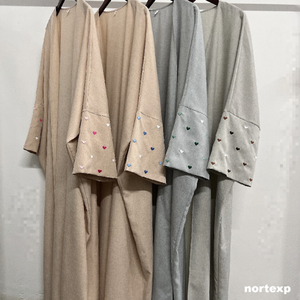 Vendita calda moda amore ricamo donne tacchino Design semplice abito elegante ricamo Kimono Dubai Abaya - Product Image 6