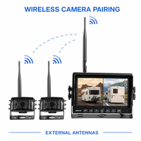 Système de caméra sans fil IPS AHD pour camion avec écran LCD à écran partagé, 4 canaux, carte SD, vision nocturne RGB pour camping-car, bus, remorque, fourgon, véhicules