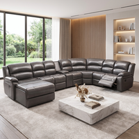 Canapé d'angle électrique inclinable en U haut de gamme moderne, en tissu microfibre, avec pieds en bois et rangement, grand canapé modulable pour salon