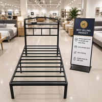 Cadre de lit en acier pliable et portable de haute qualité, avec support robuste, charge électrique, espace de rangement supplémentaire et installation facile