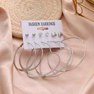 Crystal Flower Zinc Alloy Trendy Luxury 18K Gold Plated <b>Large</b> <b>Hoop</b> Set Unisex Earrings for Wedding Anniversary - Product Image 3