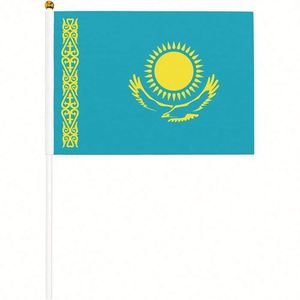 Manufacturer Direct High Quality Any Size Kazakhstan Hand Waved Mini <b>Flag</b> 5.5x8.2in for Campaign Decorations - Product Image 2