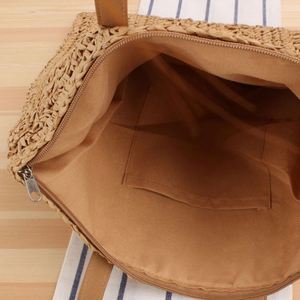 Wholesale Summer New Crochet Design Hand Weave Solid Colour Paper Straw Shoulder <b>Square</b> Tote Bag Women Ladies Beach Handbags - Product Image 6