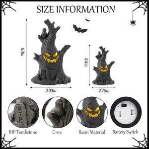 <b>Halloween</b> Tree Lanterns <b>Decoration</b> Flameless Candle Holder Lantern Trick or Treat Fall Tiered Tray <b>Decor</b> Lights Indoor Gift - Product Image 2