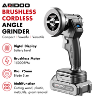 Mini-meuleuse d'angle sans fil à batterie lithium-ion de 3 pouces, petite, rechargeable, outils de découpe de carreaux avec affichage numérique